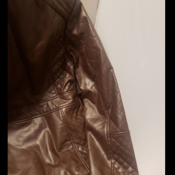 Brand New Ladies Brown Leather Jacket Size Medium - Picture 7 of 11